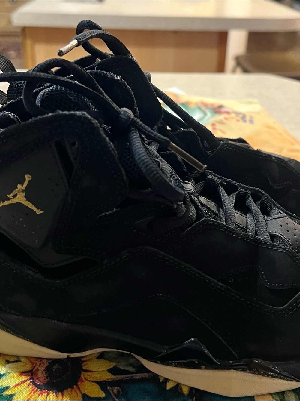 Jordan Men’s Black with Gold Jumpman Basketball Sneakers